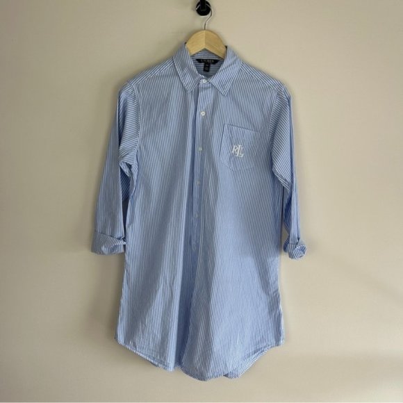 LAUREN by Ralph Lauren Black Label Vertical-stripe night shirt - Picture 4 of 9